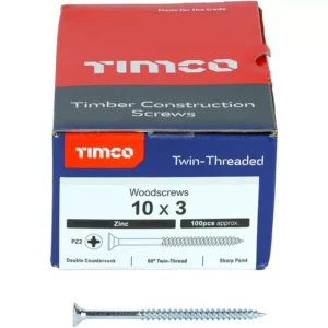 TIMco 00103CWZ 10 x 3 Woodscrews (Box of 200)