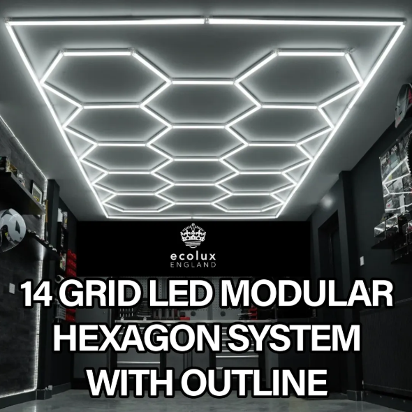 14 Grid Led Modular Hexagon System with outline