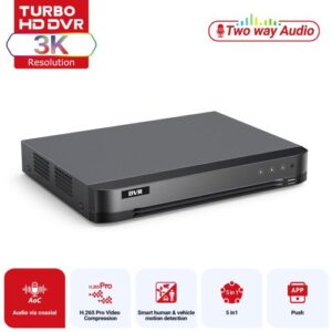 Hizone pro – AcuSense 8 Channel 3K Hybrid DVR | DVR-508XT | 5MP Lite @ 12 fps, Facial Recognition, 5-in-1 (Black)