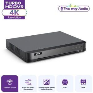Hizone pro – AcuSense 8 Channel 4K Hybrid DVR | DVR-808XT | 8MP @ 8 fps, Facial Recognition, 5-in-1 (Black)