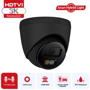 Hizone pro – Smart Hybrid Light Two Way Audio PoE IP Camera | IPT250B-HT | 3K 5MP, 3072×1728 @ 20 fps (Black)