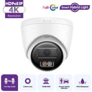 Hizone pro – Smart Hybrid Light Two Way Audio PoE IP Camera | IPT280W-HT | 4K 8MP, 3840×2160 @ 15 fps (White)