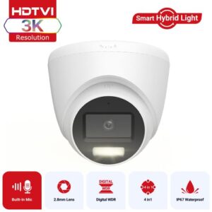 Hizone pro – Smart Hybrid Light ColorVu Audio Fixed Turret Camera | T259W-HS | 3K 5MP, 2960×1665 @ 20 fps (White)