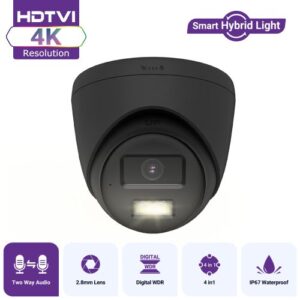 Hizone pro – Smart Hybrid Light ColorVu Two-Way Audio Fixed Turret Camera | T289B-HT | 4K 8MP, 3840×2160 @ 15 fps (Black)