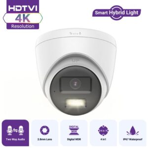 Hizone pro – Smart Hybrid Light ColorVu Two-Way Audio Fixed Turret Camera | T289W-HT | 4K 8MP, 3840×2160 @ 15 fps (White)