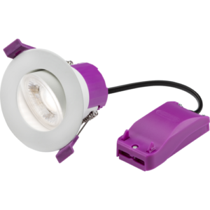 Knightsbridge RenuLED Tilt 6W Fire-Rated LED Downlight, CCT Selectable, Dimmable, 20 Degree Tilt, White - RE6CTT