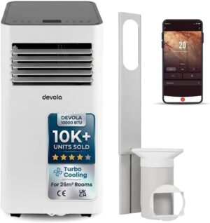 Devola Portable Air Conditioner with Wifi and Window Kit - 10000 BTU - Cooling Only - White - DVAC10CW