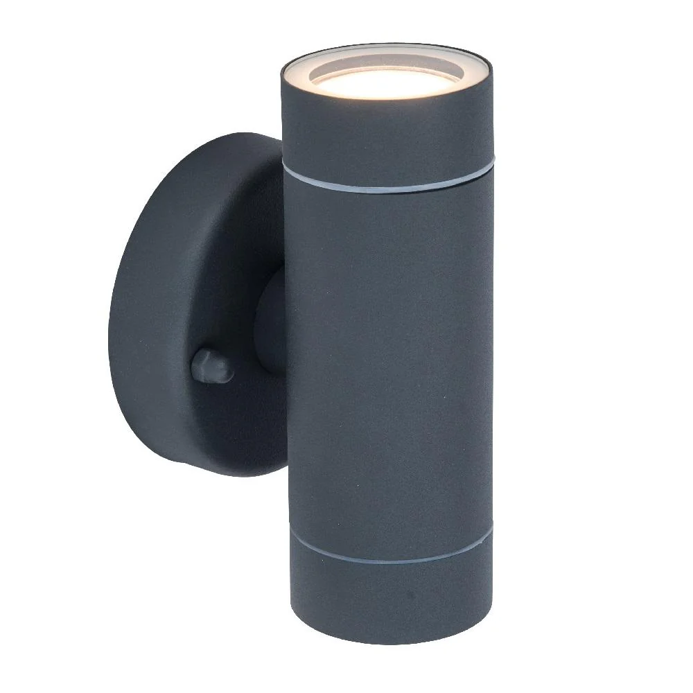 Lutec - Rado - Black Clear Glass 2 Light IP44 Outdoor Wall Washer Light