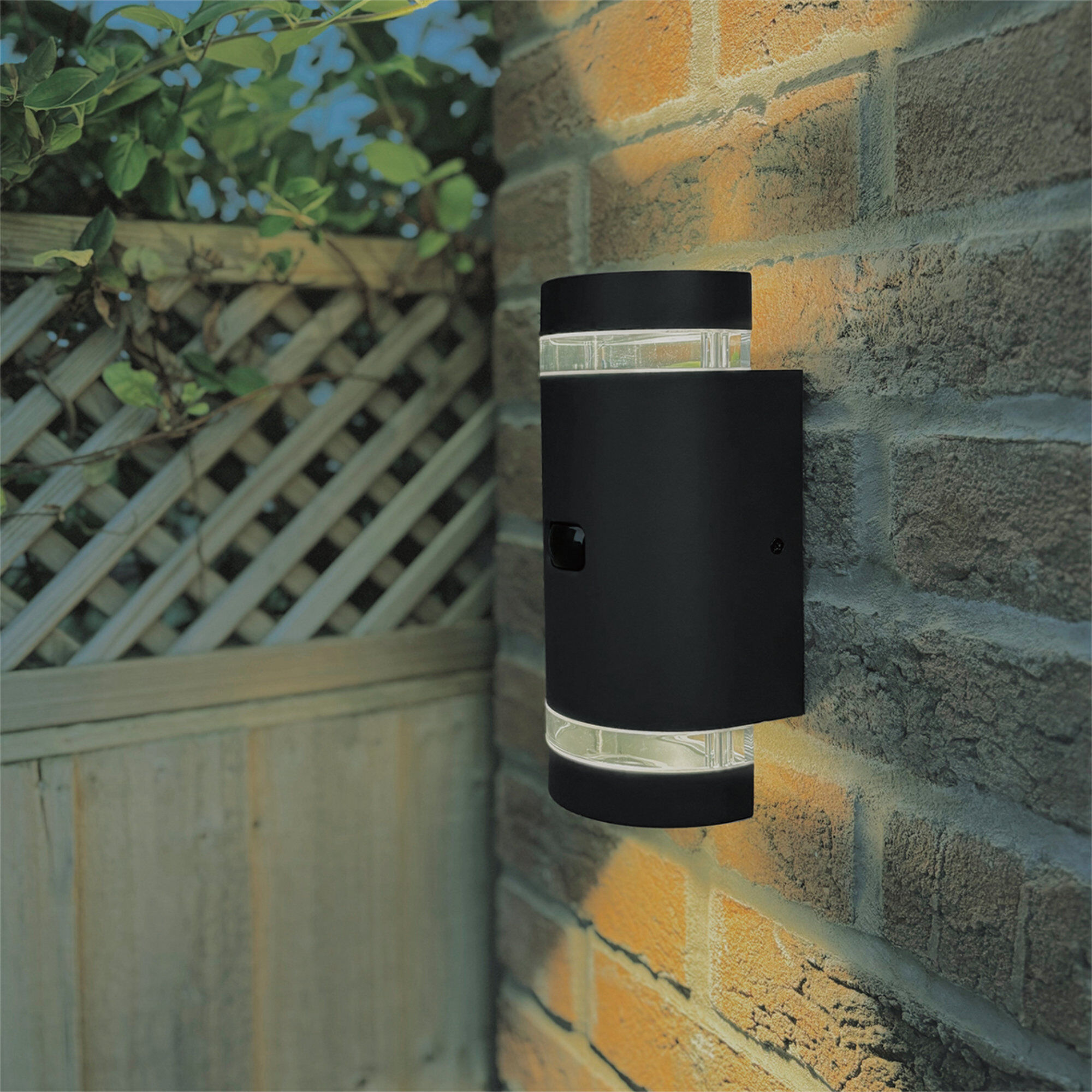 Lutec - Focus - Black Clear 2 Light IP44 Outdoor Wall Washer Light