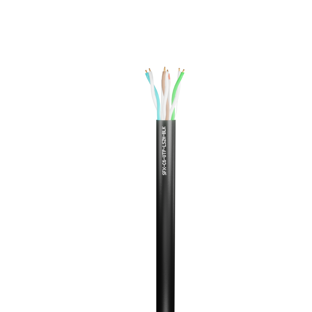 Data Category 6, 4 pair UTP LSZH Cable Black
