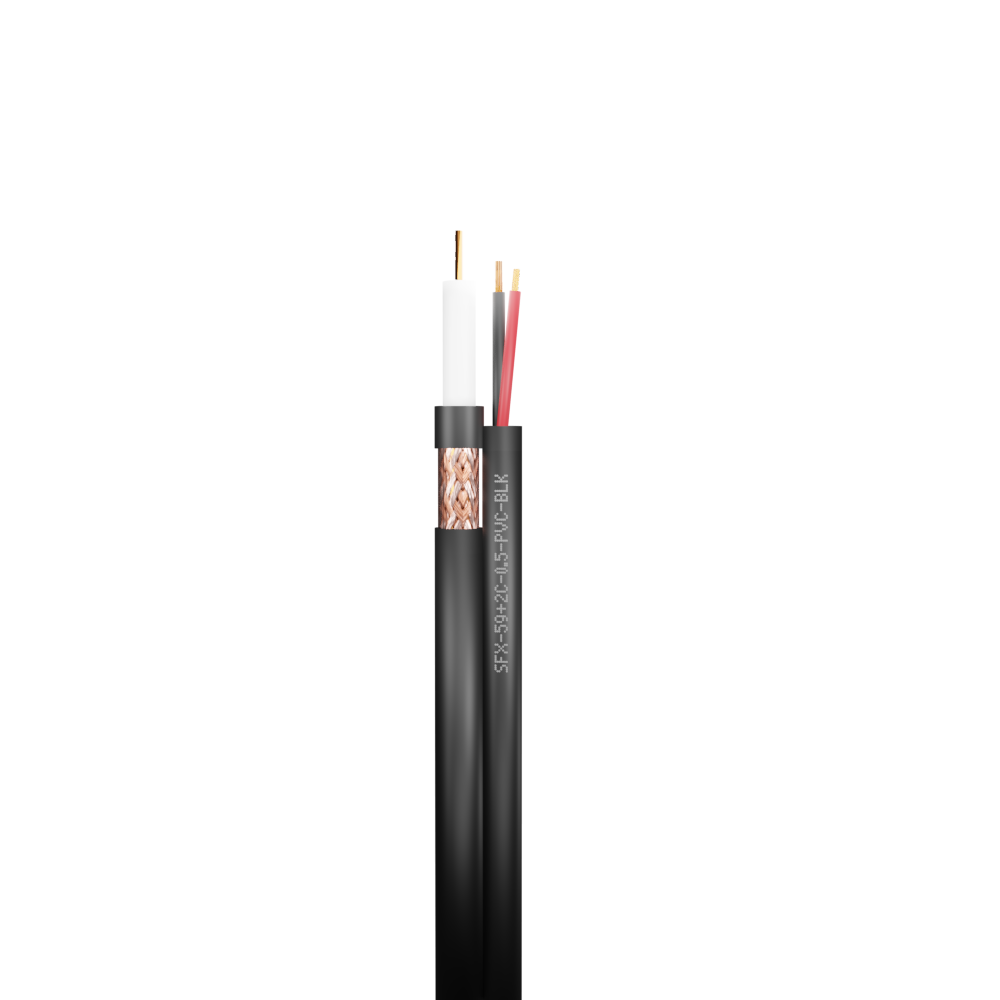 CCTV RG59 Coaxial + 2 Power Cores 0.5mm CCA PVC Cable