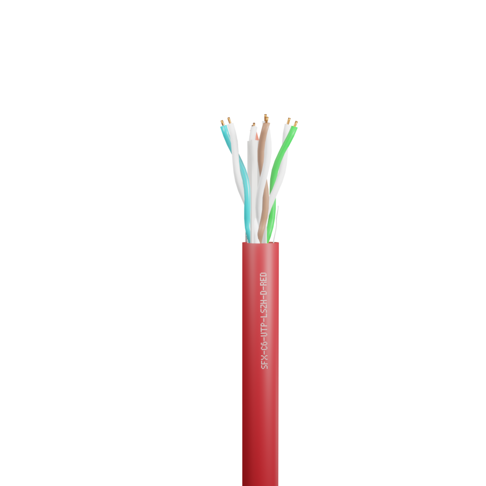 Data Category 6, 4 pair UTP LSZH Cable Red