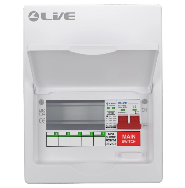 Live LSMC08S-SP 5 Way Dual Busbar SPD Consumer Unit No Fly Leads