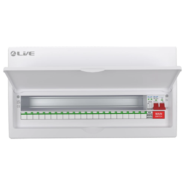 Live LSMC24S-SP 21 Way Dual Busbar SPD Consumer Unit No Fly Leads