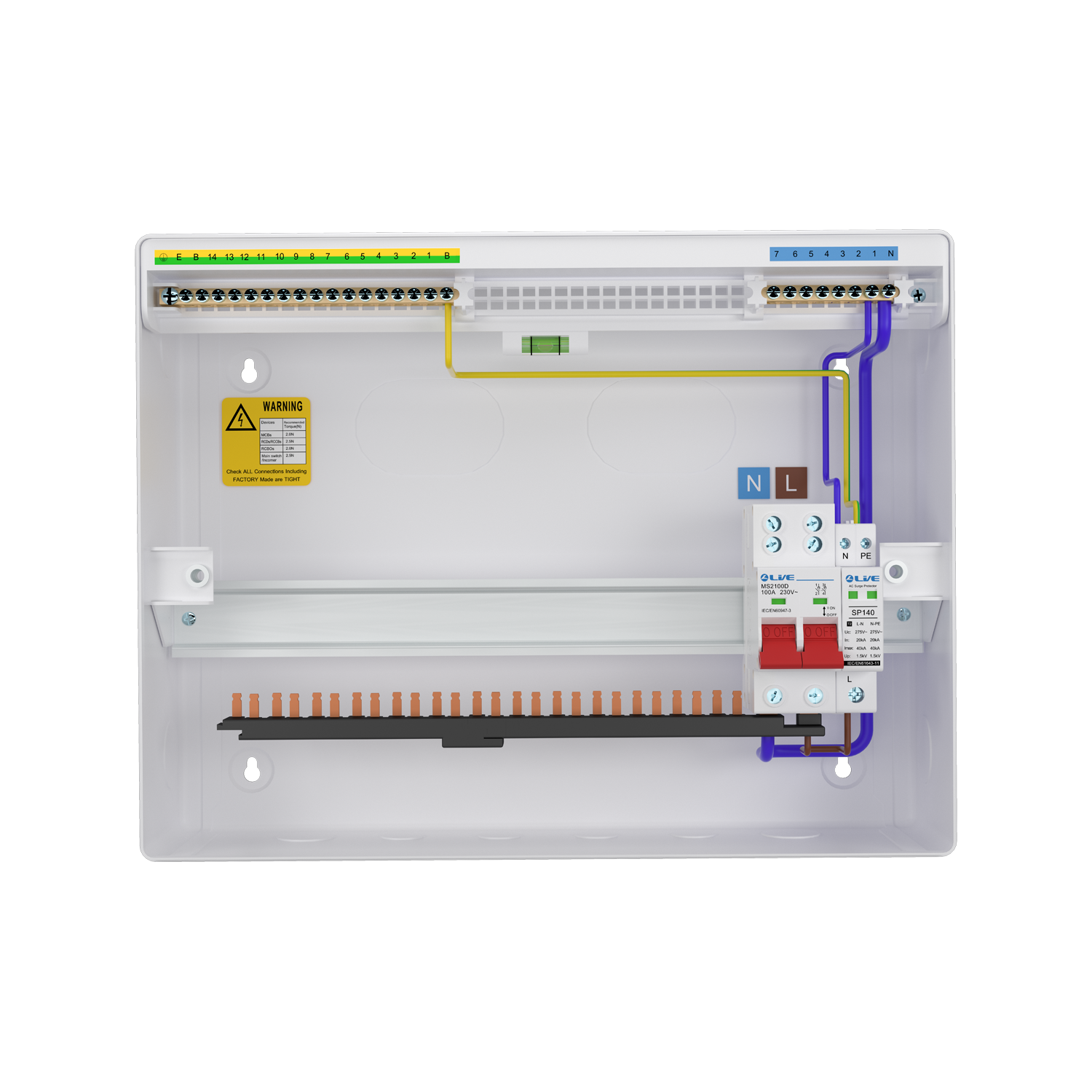 Live LSMC04S-SP 1 Way Dual Busbar SPD Consumer Unit No Fly Leads