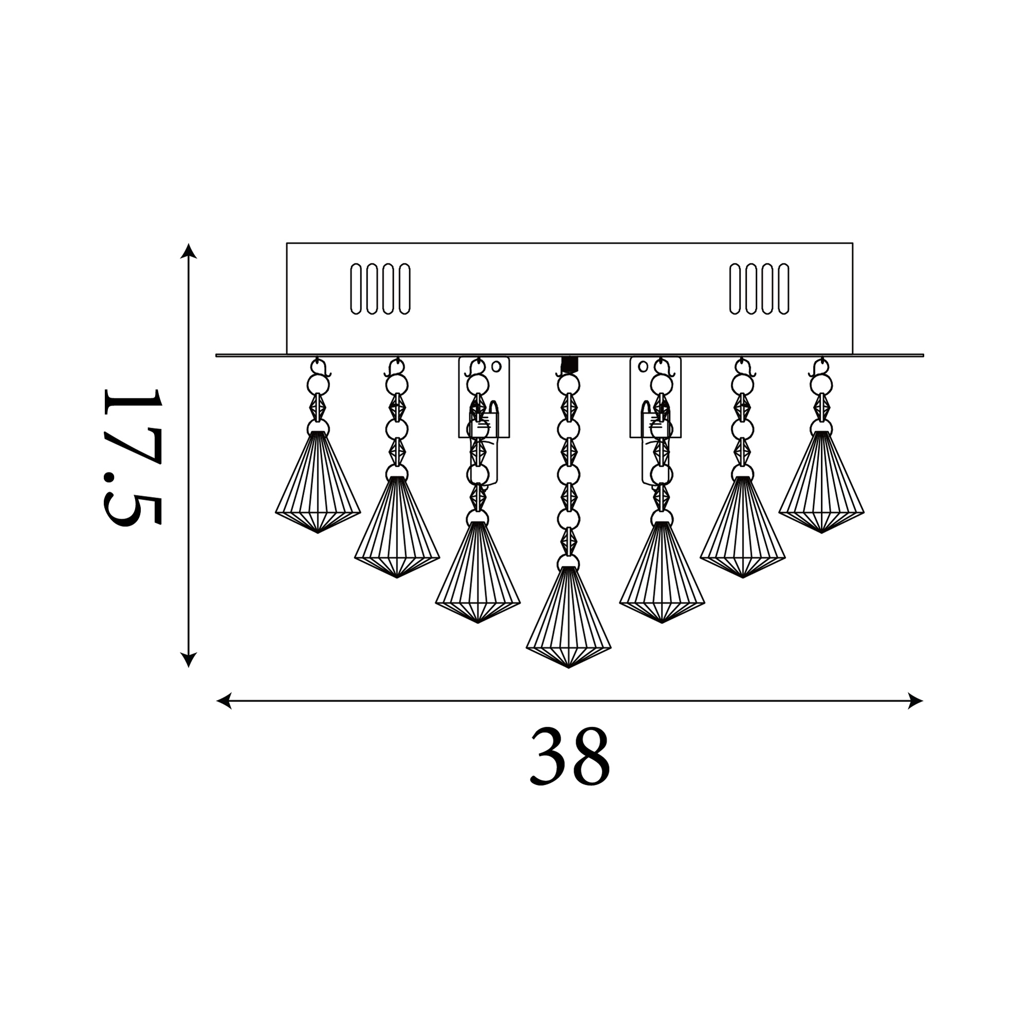 Searchlight Hanna 4Lt Flush Chrome Metal & Clear Crystal