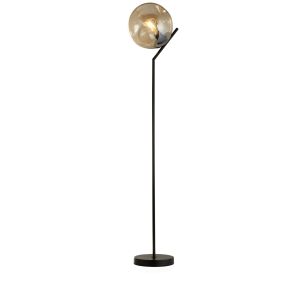 Searchlight Punch Floor Lamp Black Metal & Champagne Punched Glass
