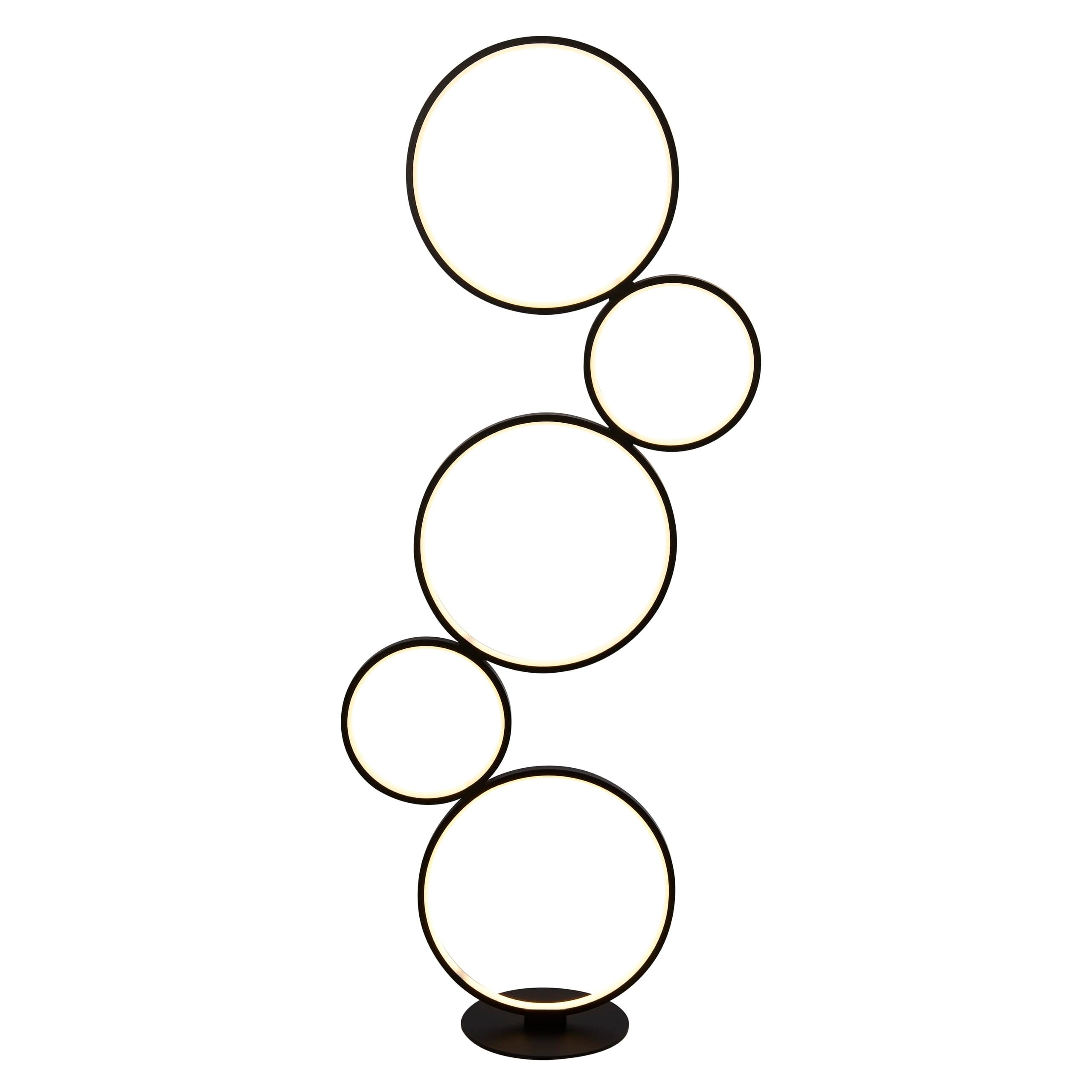 Searchlight Cirque 5Lt Ring Floor Lamp Black Metal & Opal Silicon