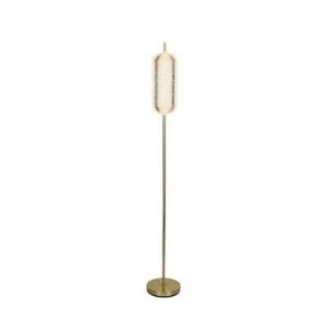 Searchlight Capsule LED Floor Lamp Satin Brass Metal and Acrylic Shade