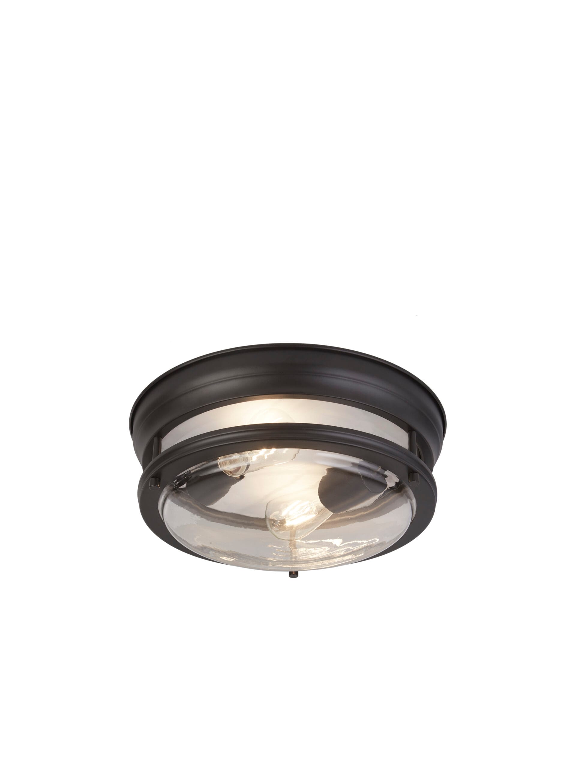 Searchlight Glasgow 2Lt Flush Black Metal & Clear Glass