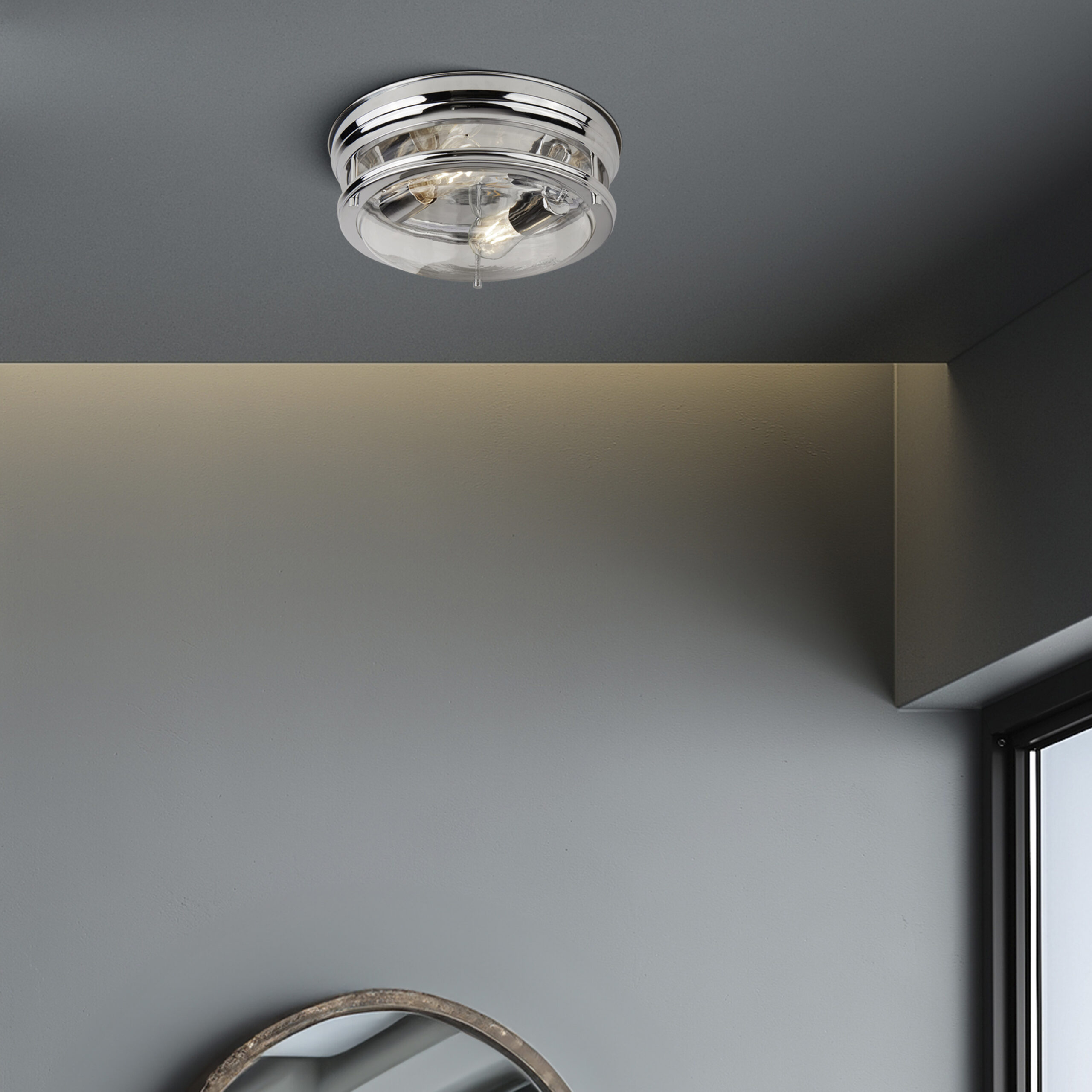 Searchlight Glasgow 2Lt Flush Chrome Metal & Clear Glass