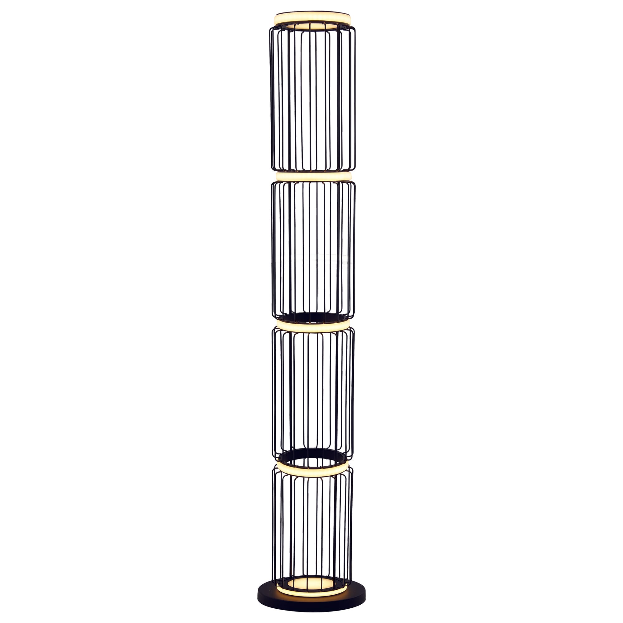 Searchlight Circolo Cage Floor Lamp Black Metal & White Silicon