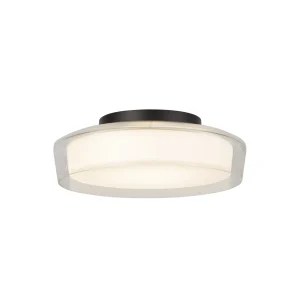 Searchlight Puck Flush LED Black Clear Outer with Opal Glass IP44