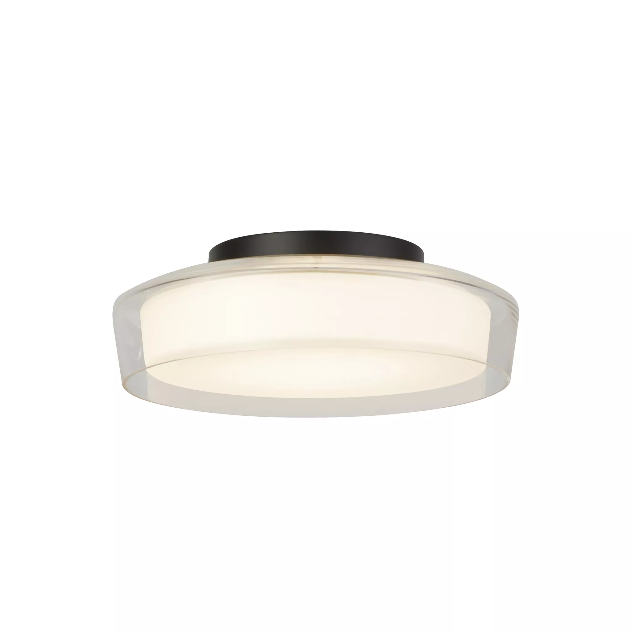 Searchlight Puck Flush LED Black Clear Outer with Opal Glass IP44