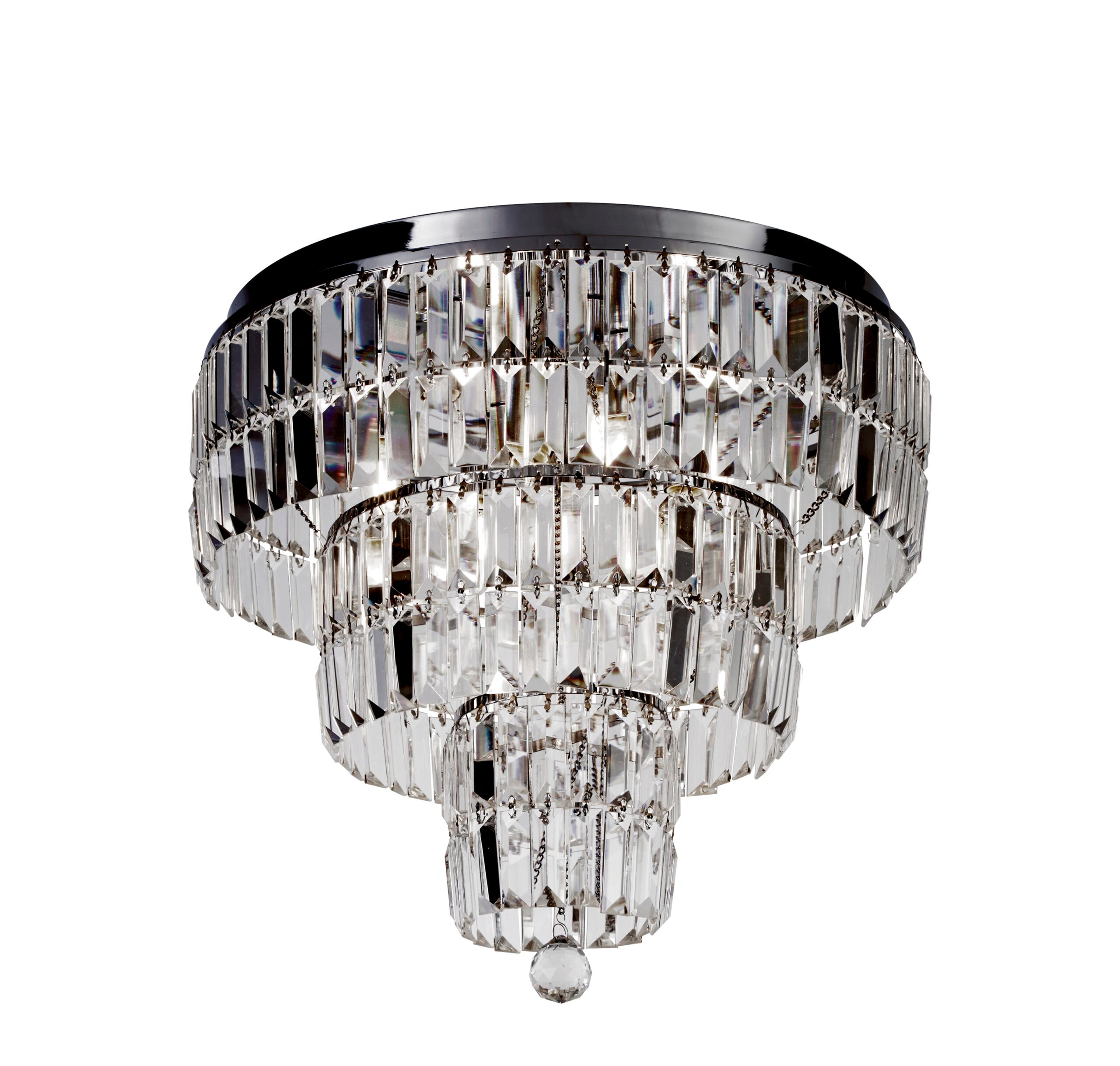 Searchlight Empire 6Lt Flush Chrome Metal & Clear Crystal