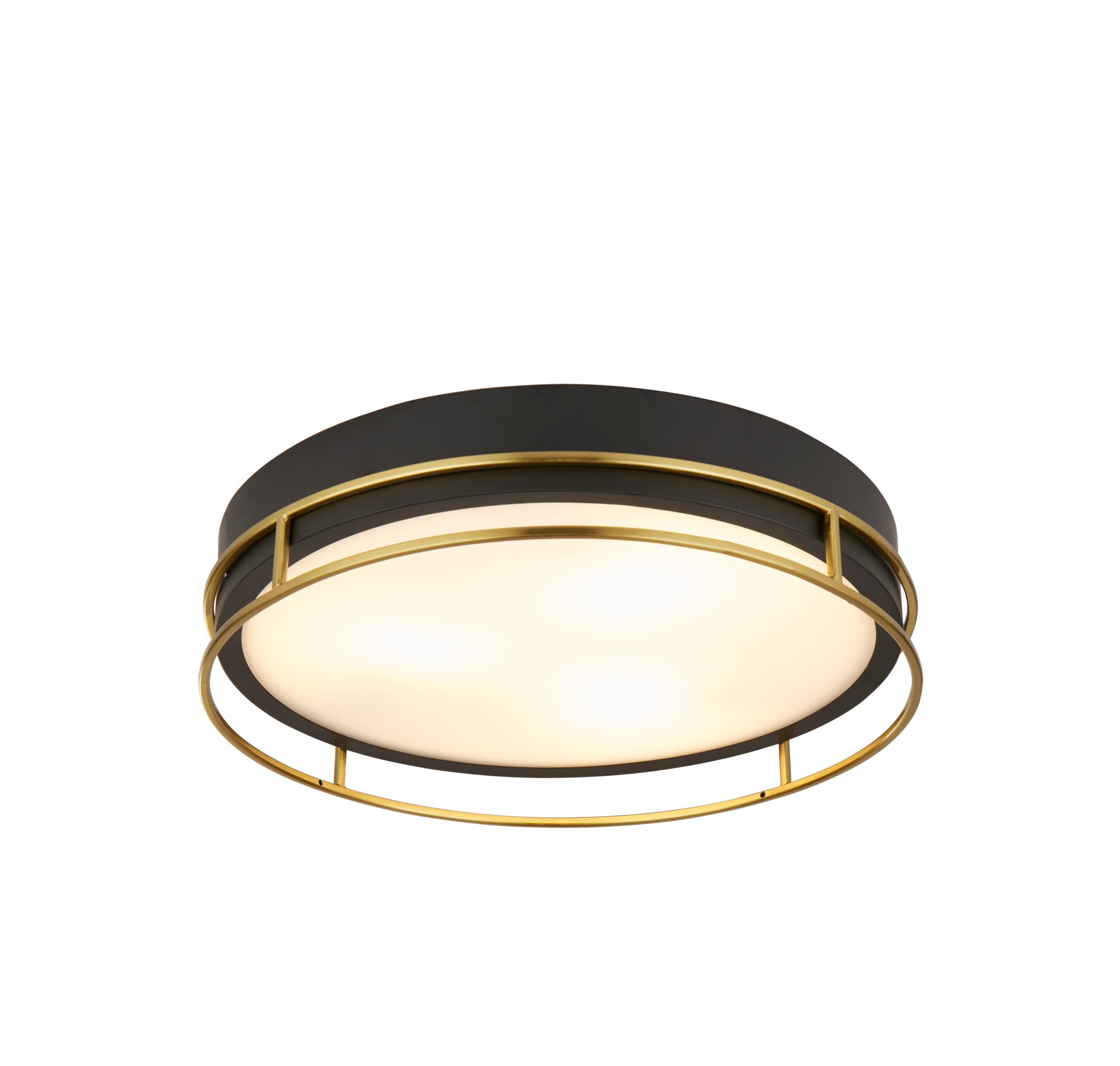 Searchlight Phoenix 3Lt Flush Black Brass Metal & Frosted Glass