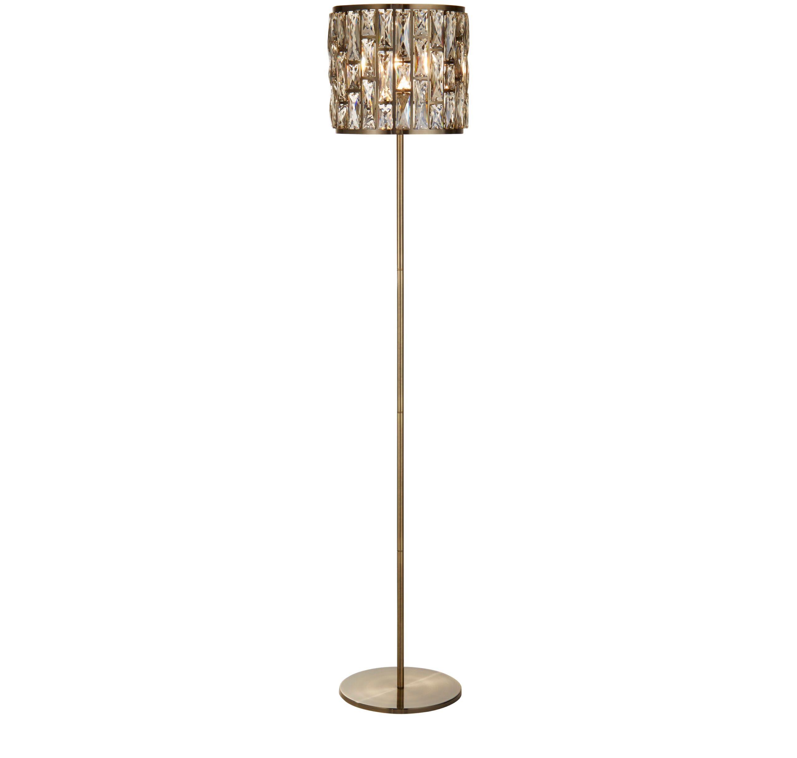 Searchlight Bijou Floor Lamp Antique Brass Metal & Champagne Glass