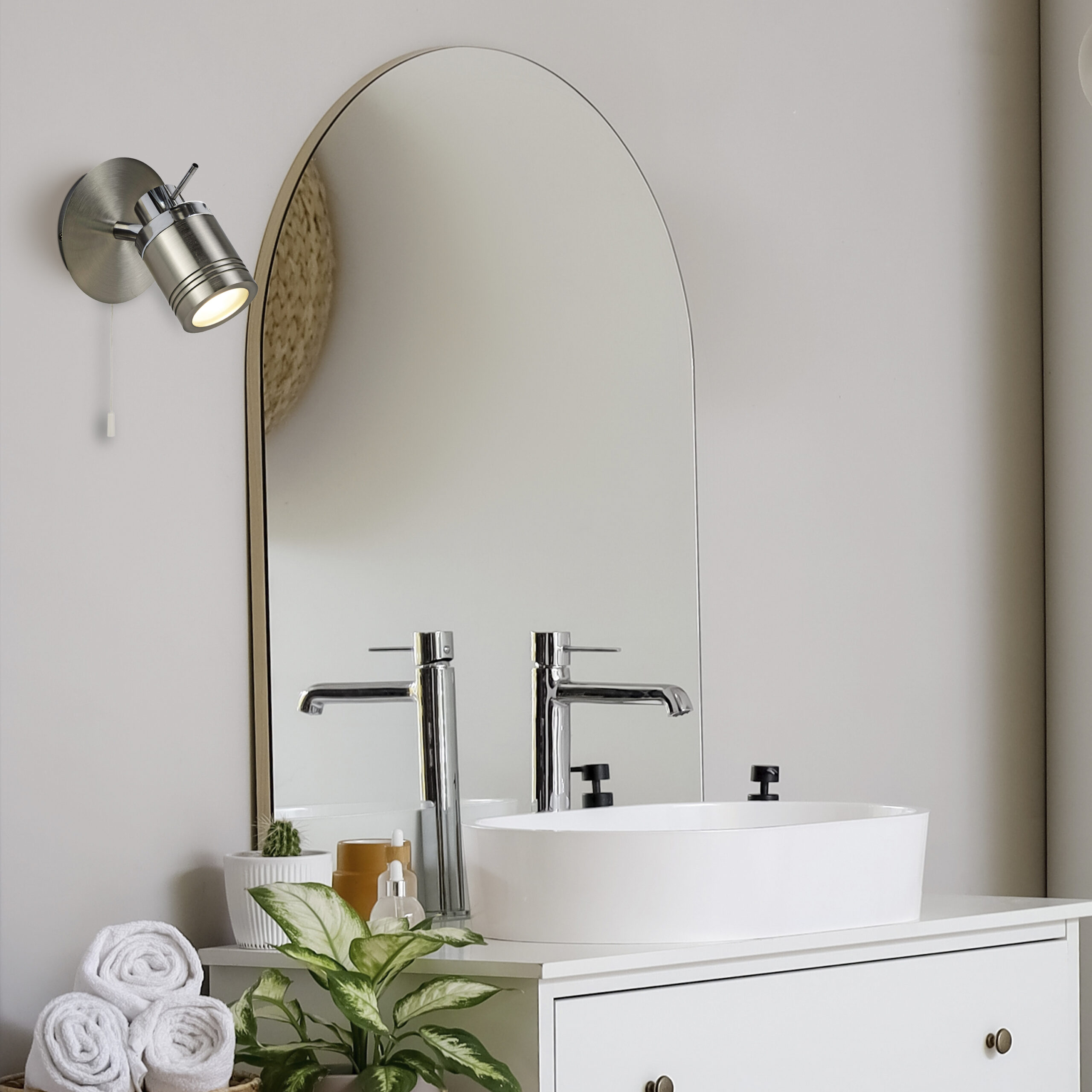 Searchlight Samson Spotlight Wall Light Satin Silver Metal