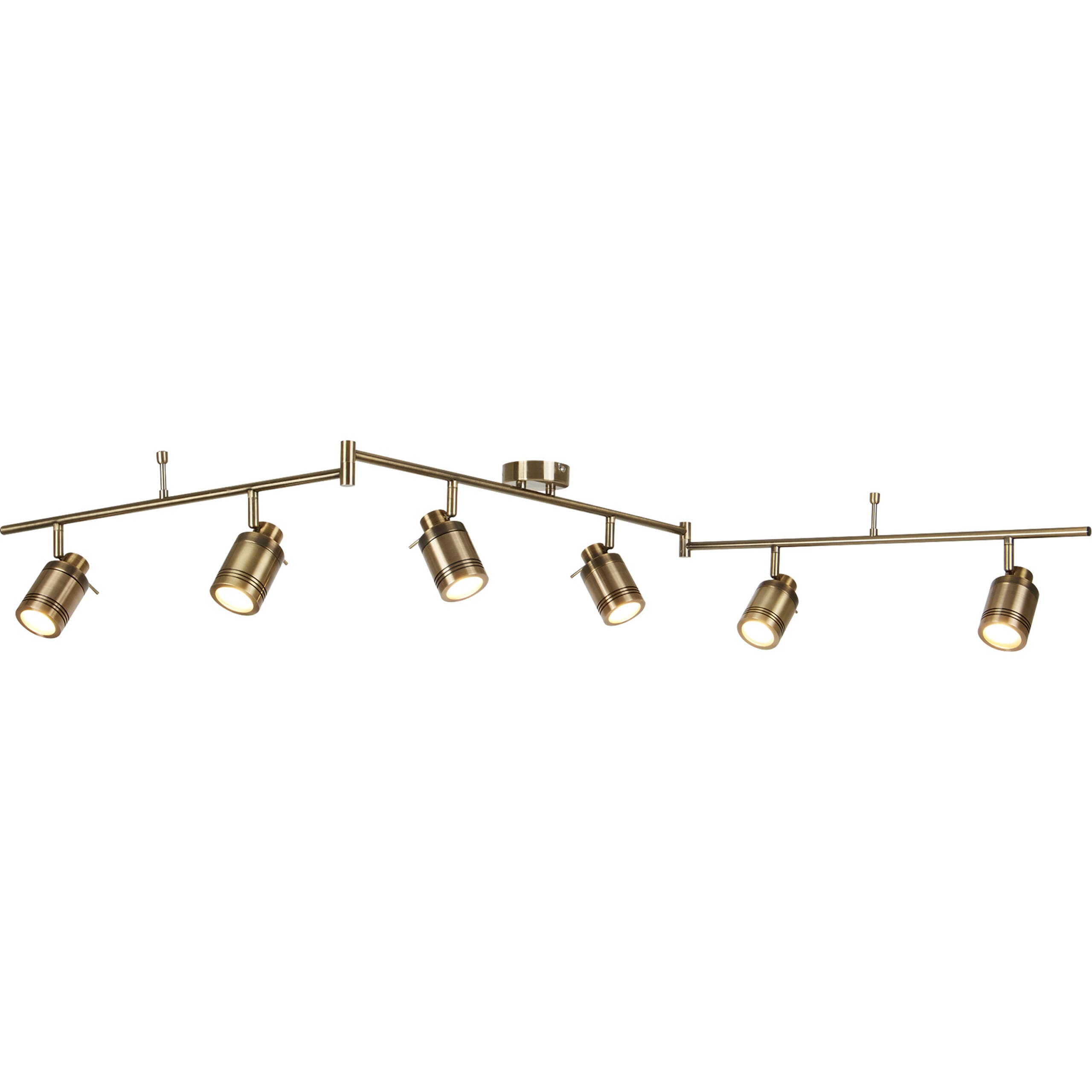 Searchlight Samson 6Lt Split Bar Spotlight Antique Brass Metal