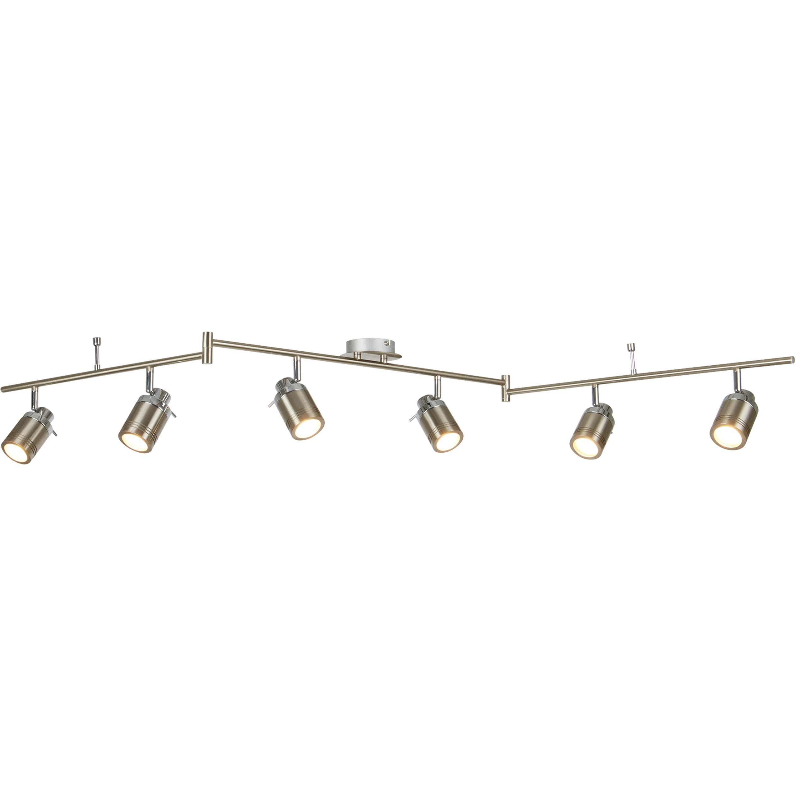 Searchlight Samson 6Lt Split Bar Spotlight Satin Silver Metal
