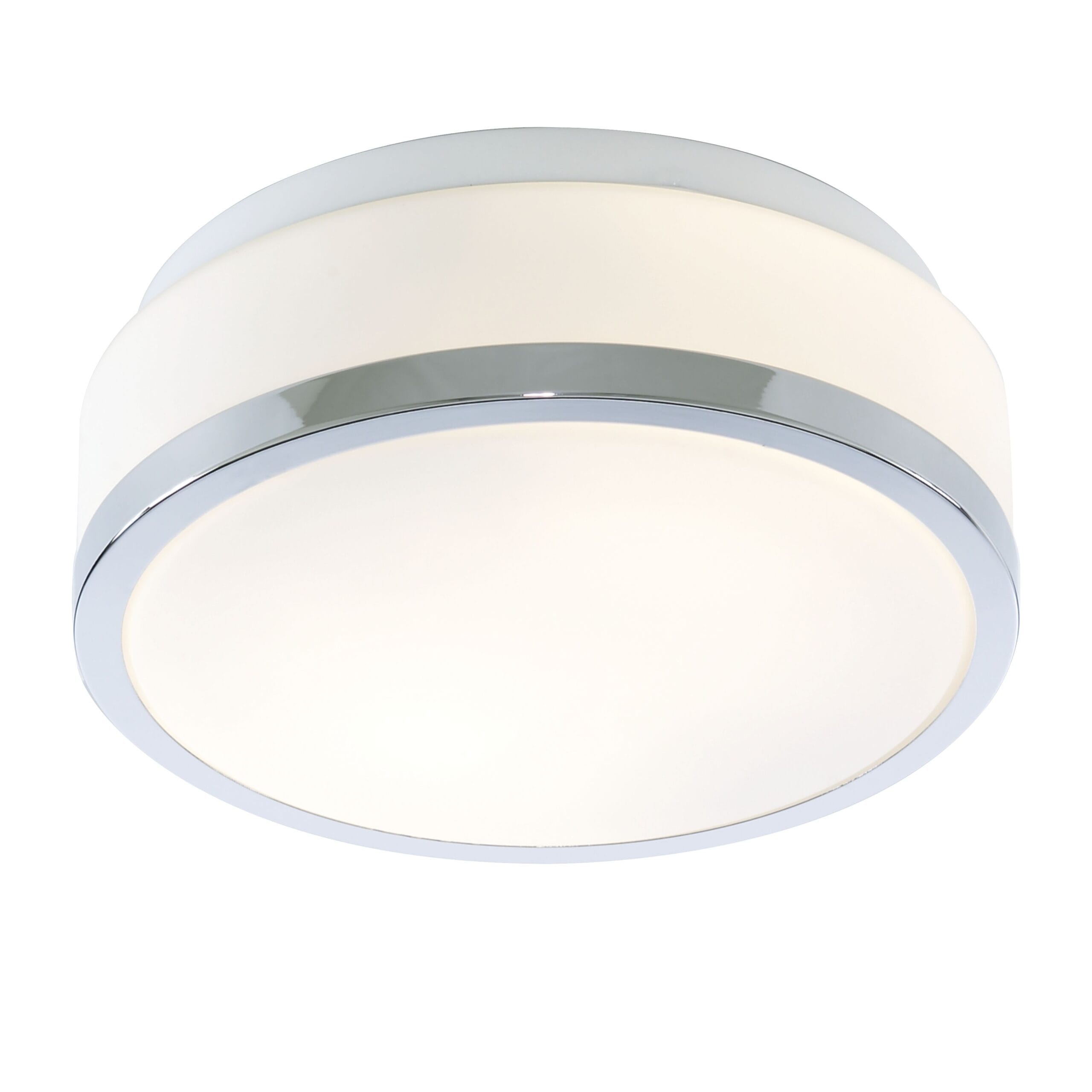 Searchlight Cheese 2Lt Flush Chrome Metal & White Glass