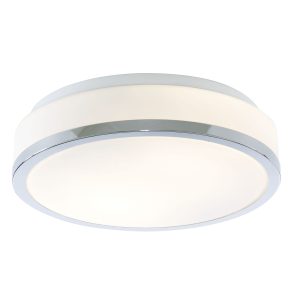 Searchlight Cheese 2Lt Flush Chrome Metal & White Glass