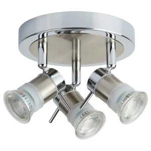 Searchlight Aries 3 LED Round Spotlight Chrome Satin Silver IP44