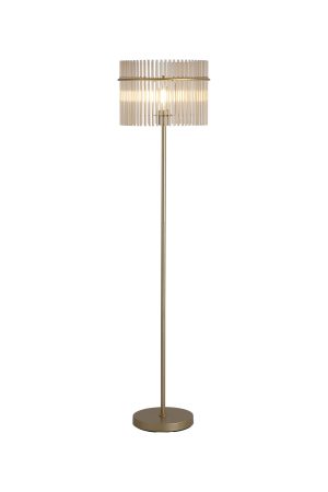 Searchlight Swizzle 1Lt Floor Lamp Gold Metal with Champagne Rods
