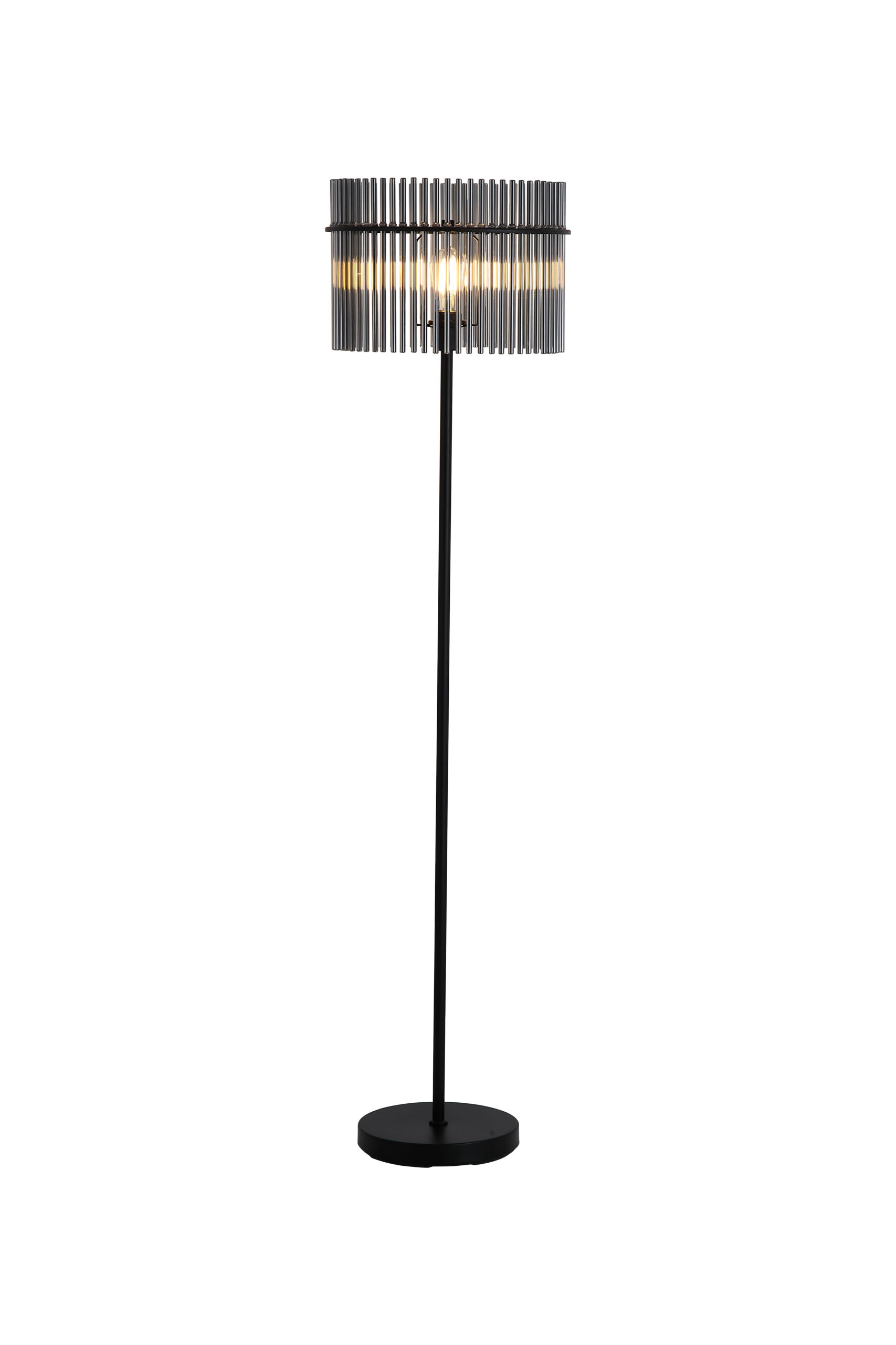 Searchlight Swizzle 1Lt Floor Lamp Matt Black Metal with Smoked Rods