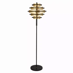 Searchlight Hive 5Lt Floor Lamp Black Metal & Gold Leaf