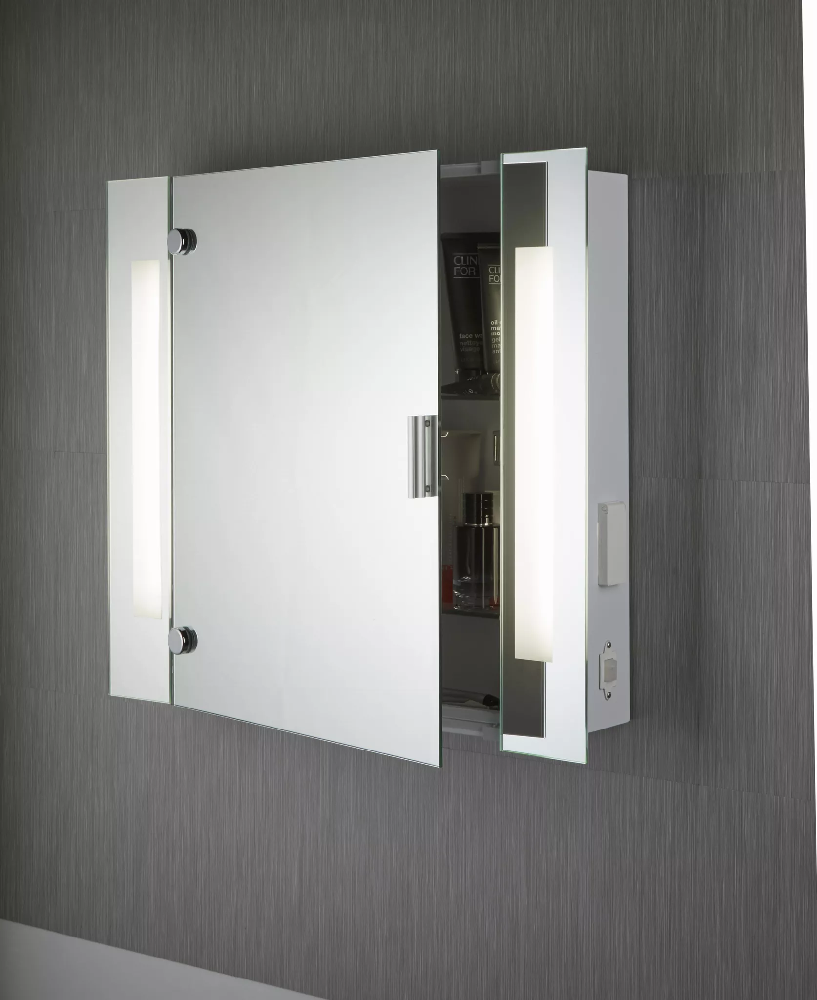 Searchlight Bathroom Illuminated Mirror Cabinet & Shaver Socket IP44